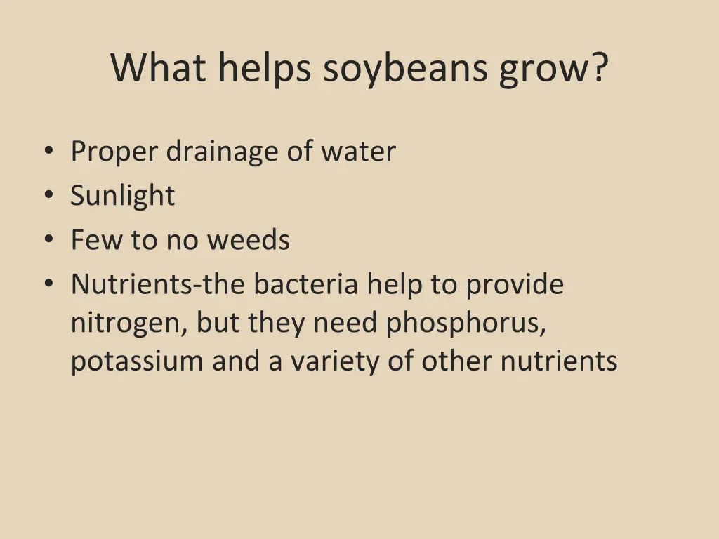 what helps soybeans grow