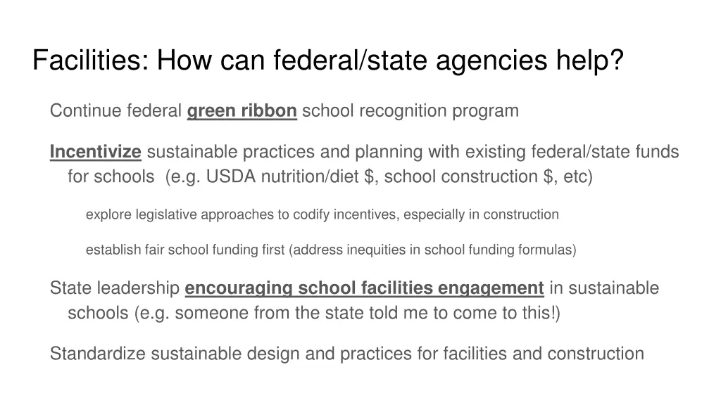 facilities how can federal state agencies help