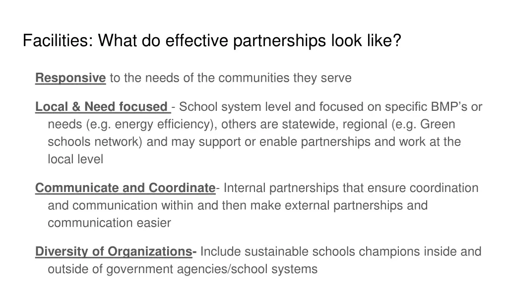 facilities what do effective partnerships look