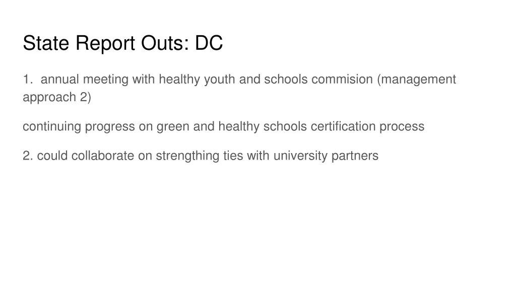 state report outs dc