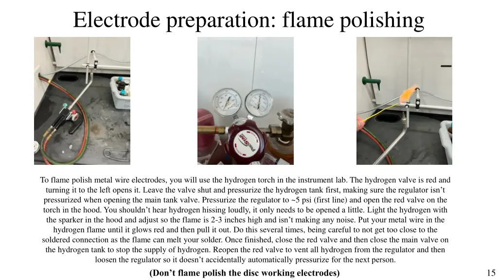 electrode preparation flame polishing