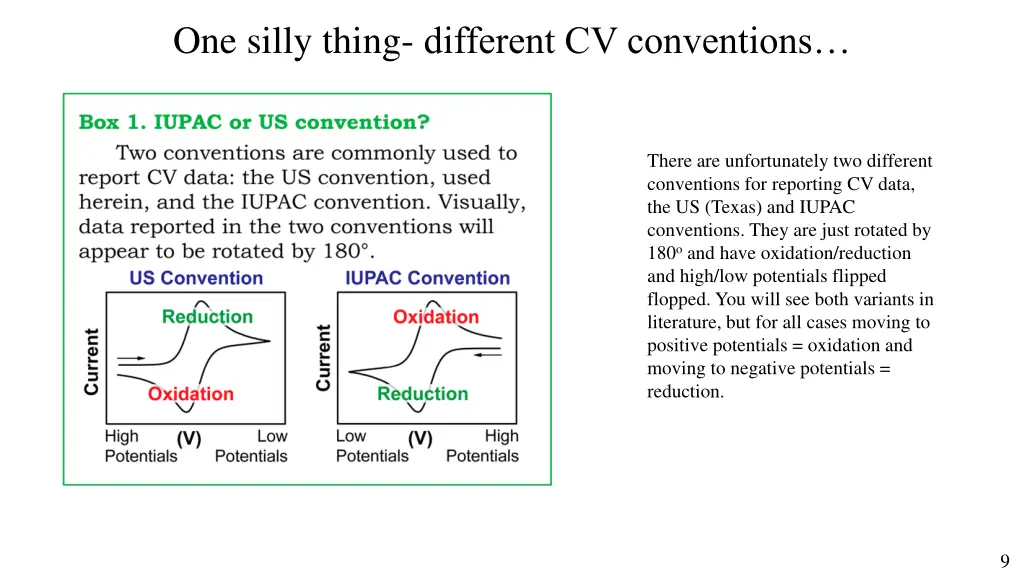one silly thing different cv conventions