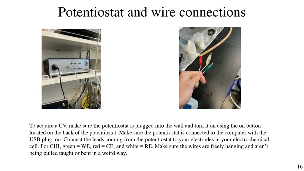 potentiostat and wire connections