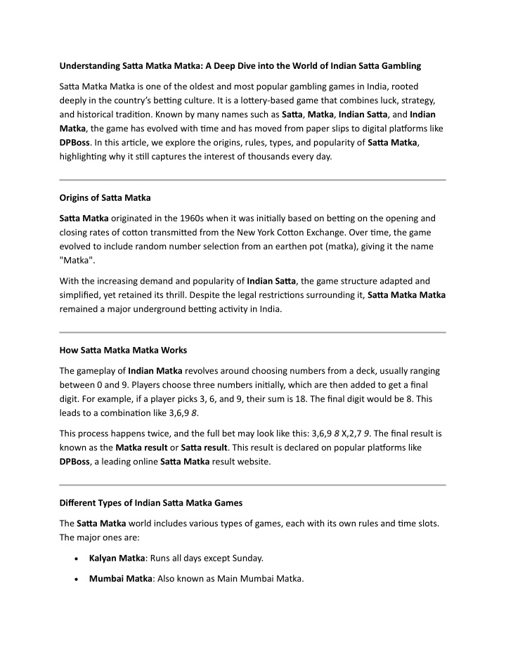 understanding satta matka matka a deep dive into