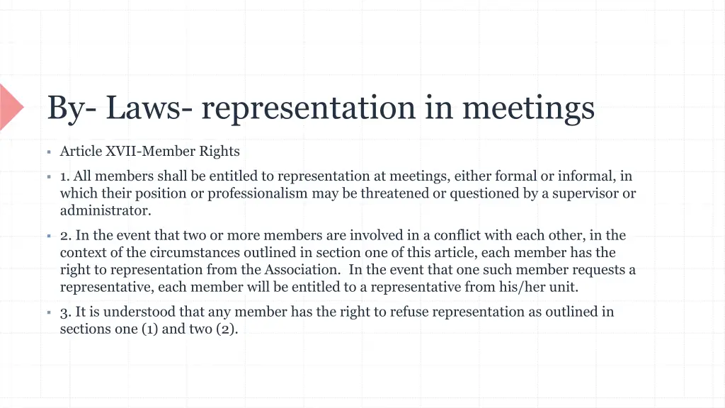 by laws representation in meetings