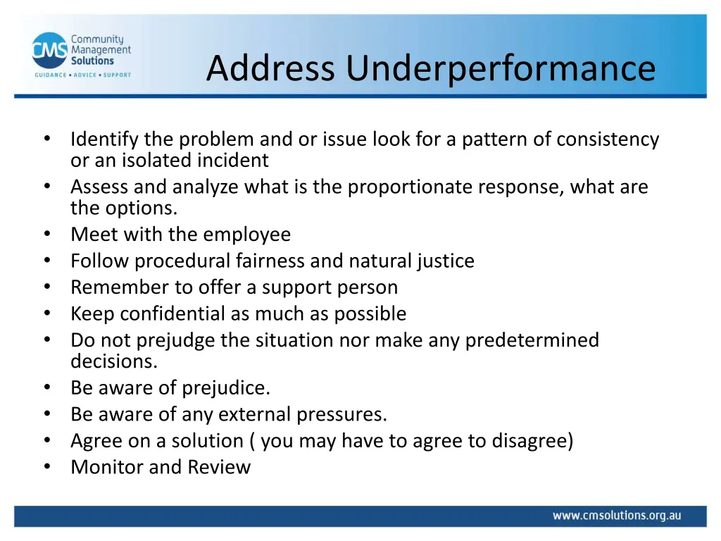 address underperformance
