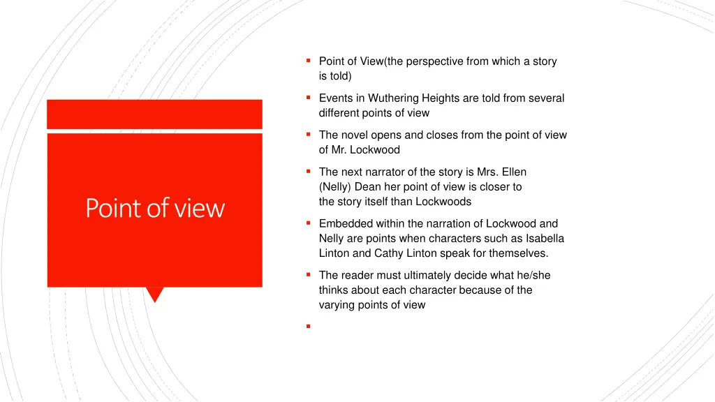 point of view the perspective from which a story