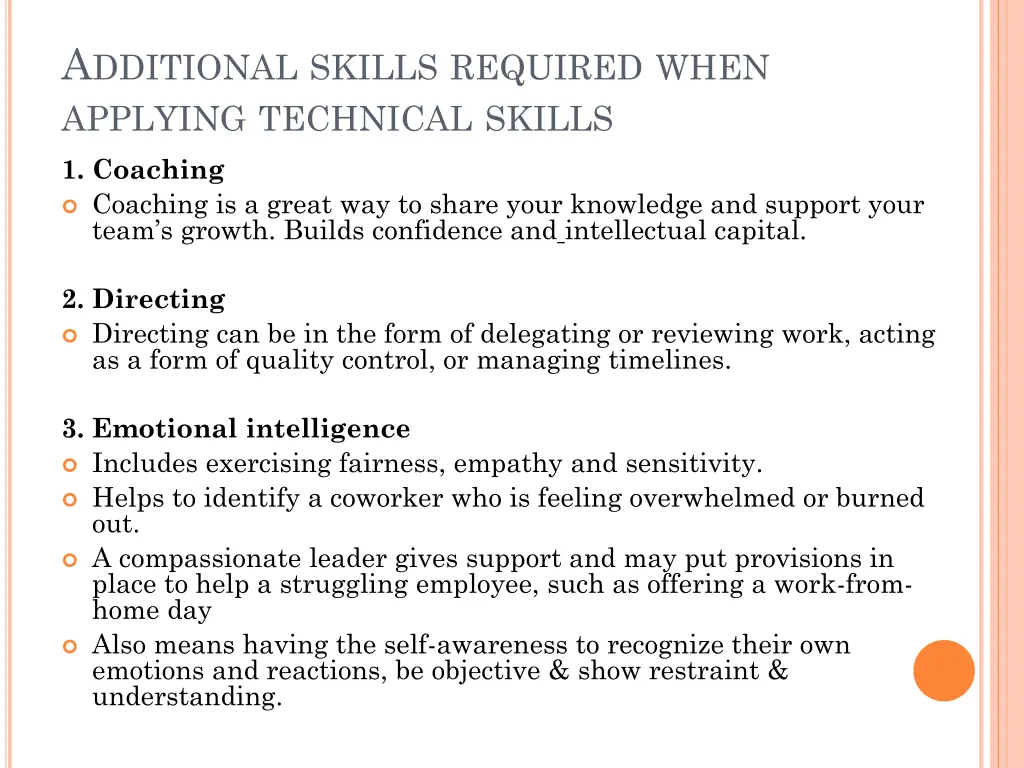 a dditional skills required when applying