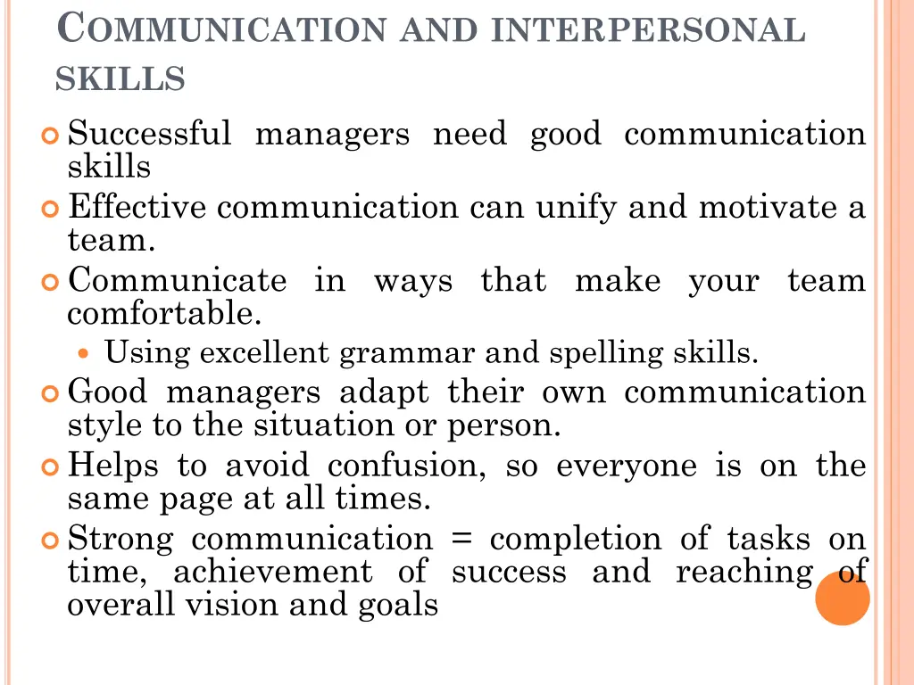 c ommunication and interpersonal skills