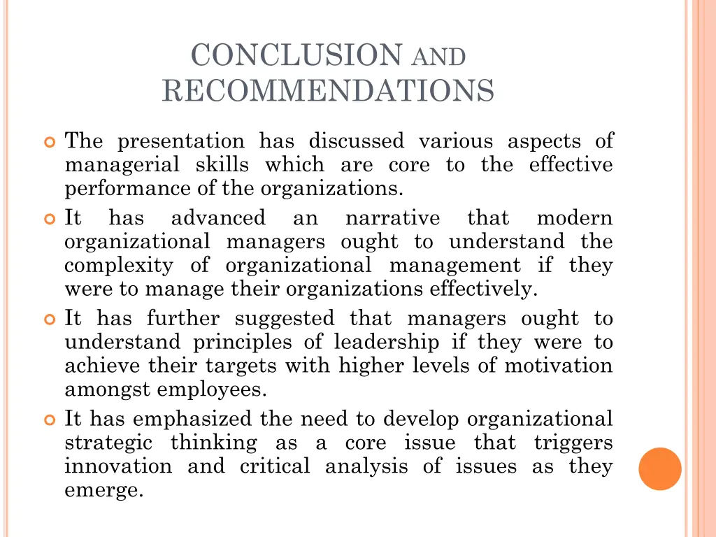 conclusion and recommendations