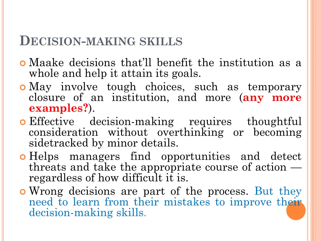 d ecision making skills