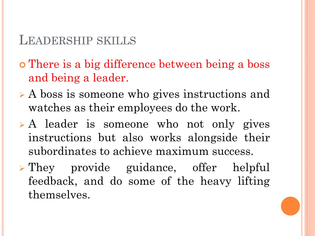 l eadership skills