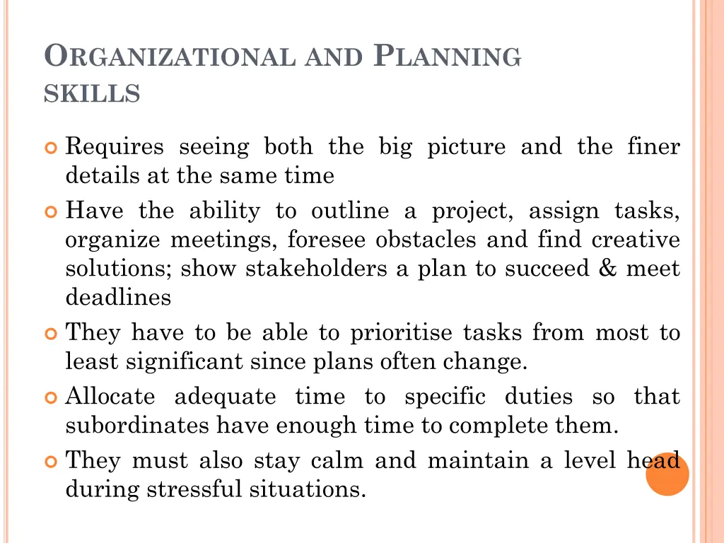 o rganizational and p lanning skills