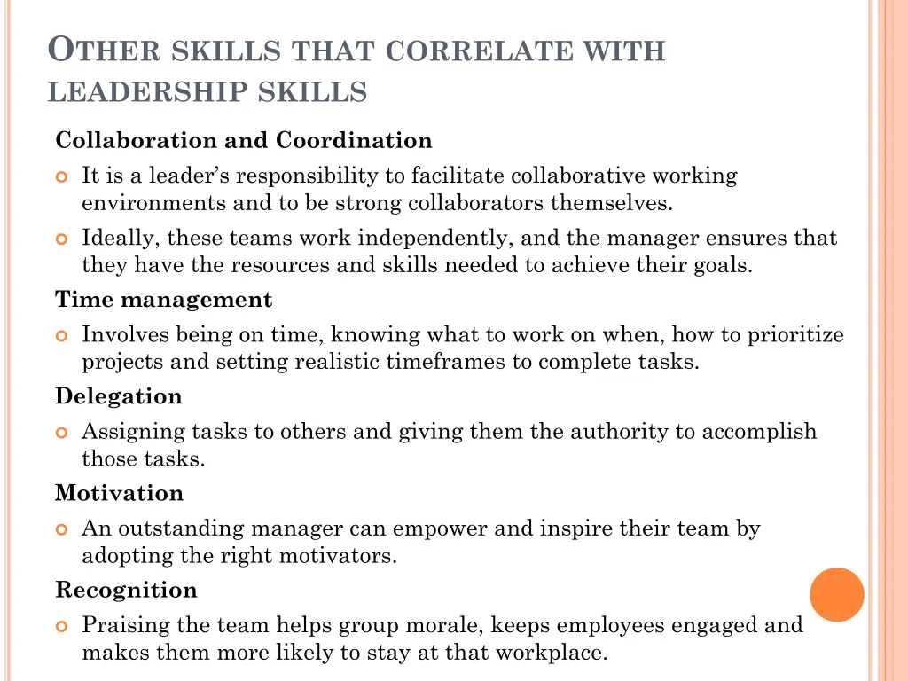 o ther skills that correlate with leadership