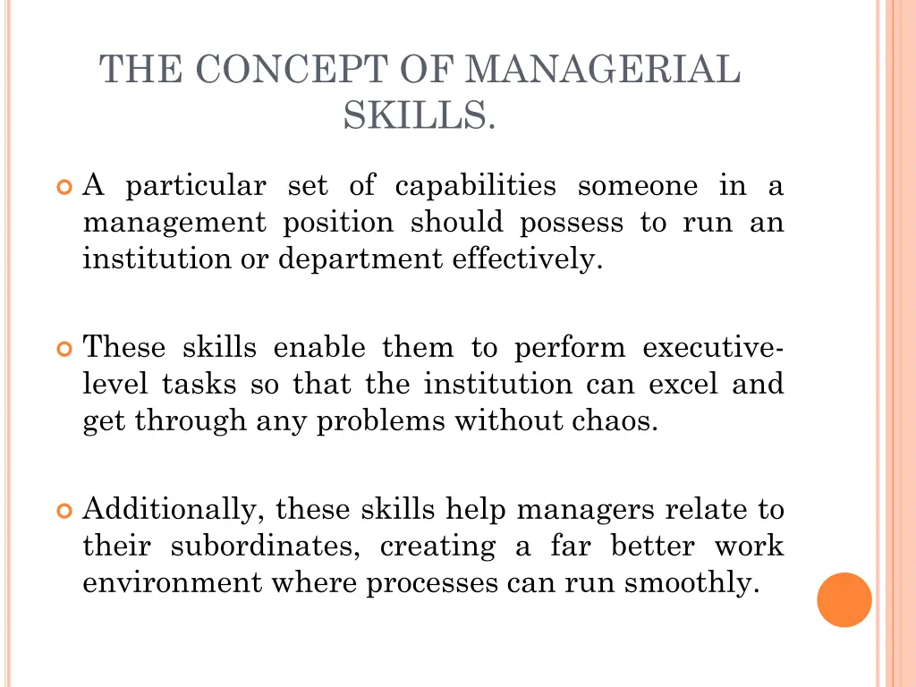 the concept of managerial skills