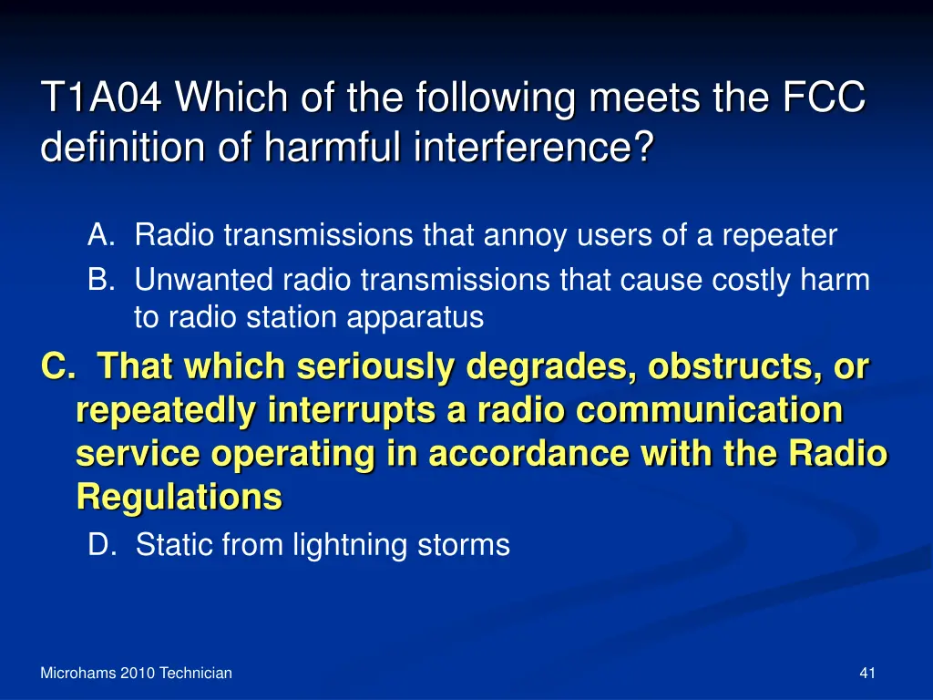 t1a04 which of the following meets 1