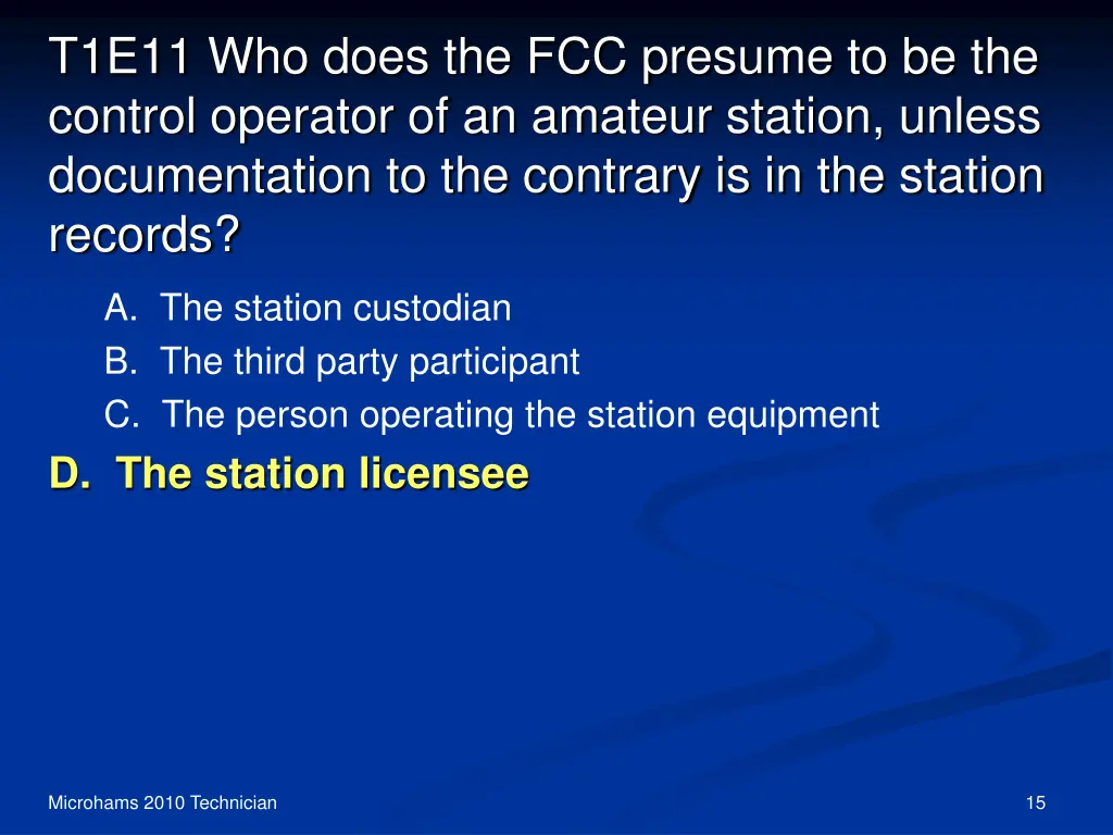 t1e11 who does the fcc presume to be the control 1