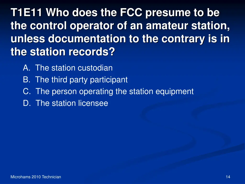 t1e11 who does the fcc presume to be the control