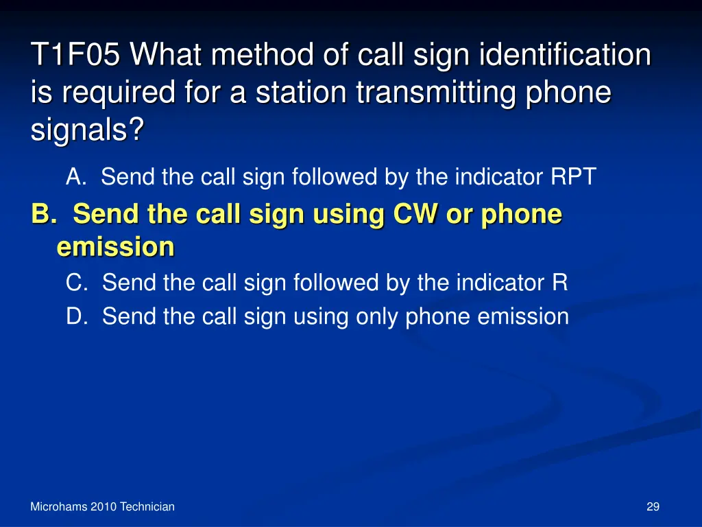 t1f05 what method of call sign identification 1