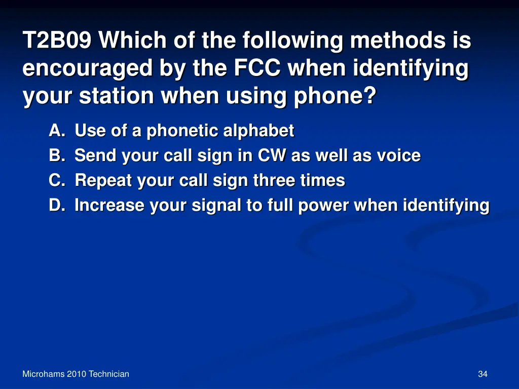 t2b09 which of the following methods