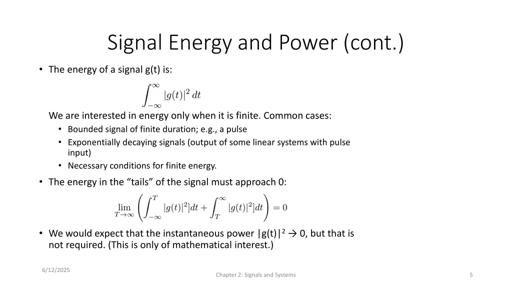 signal energy and power cont