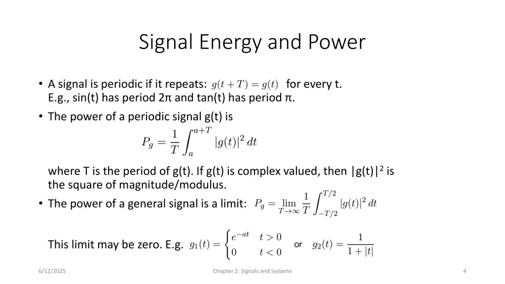 signal energy and power