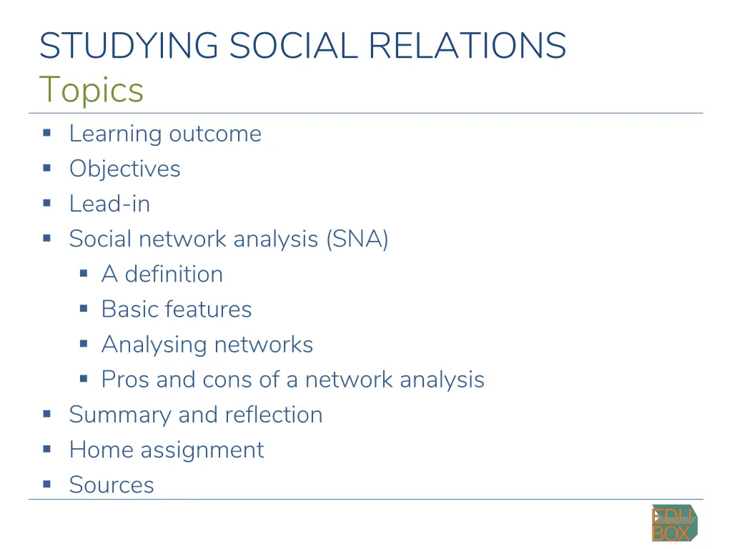 studying social relations topics