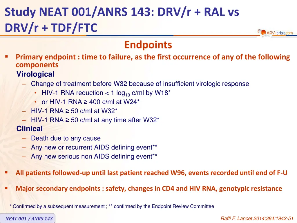 study neat 001 anrs 143 drv r ral vs drv r tdf ftc 1