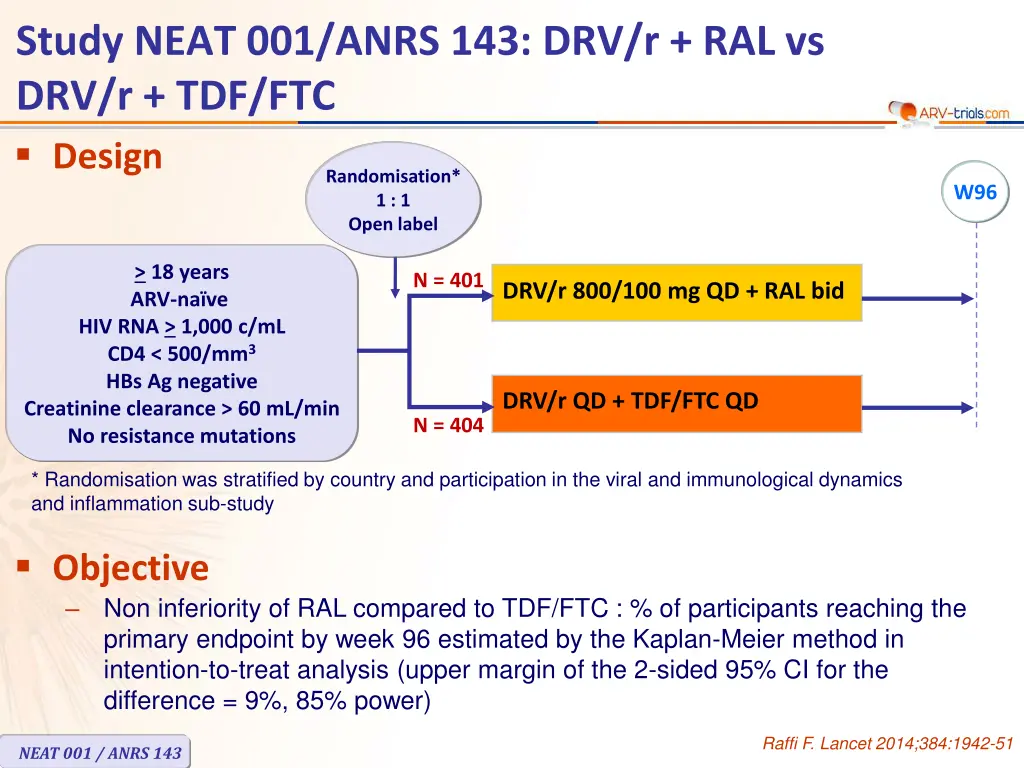 study neat 001 anrs 143 drv r ral vs drv r tdf ftc