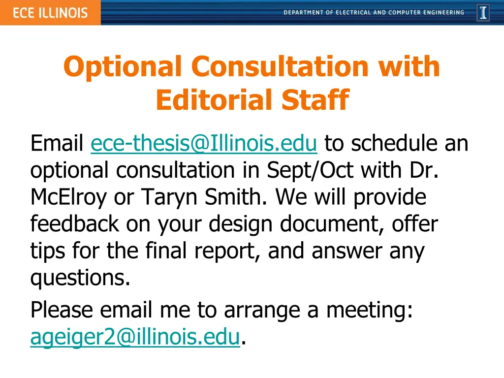optional consultation with editorial staff