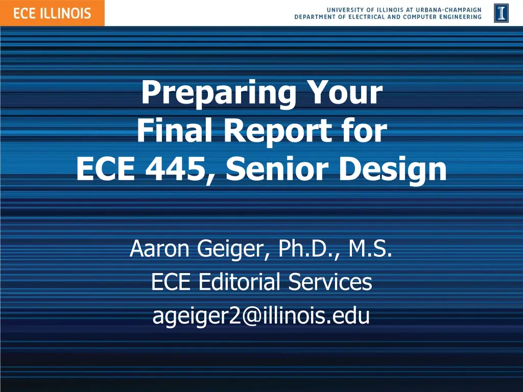 preparing your final report for ece 445 senior
