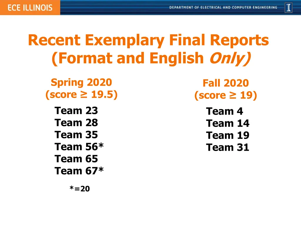 recent exemplary final reports format and english