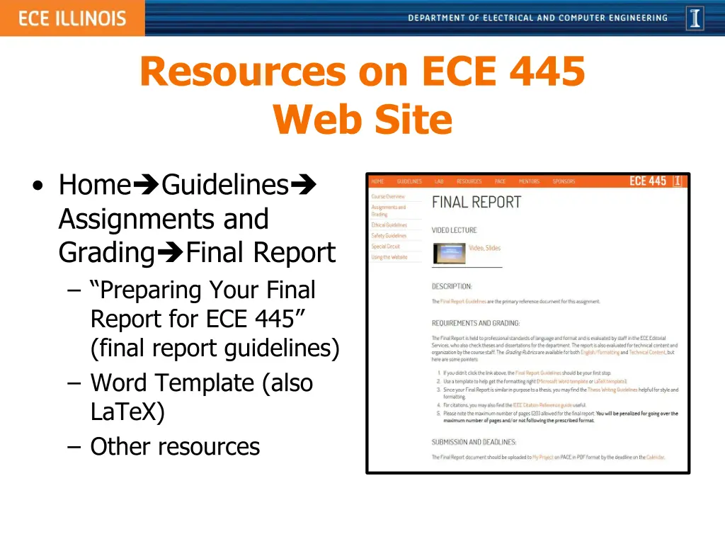 resources on ece 445 web site