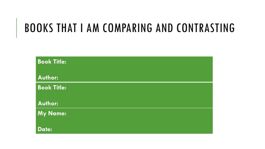 books that i am comparing and contrasting