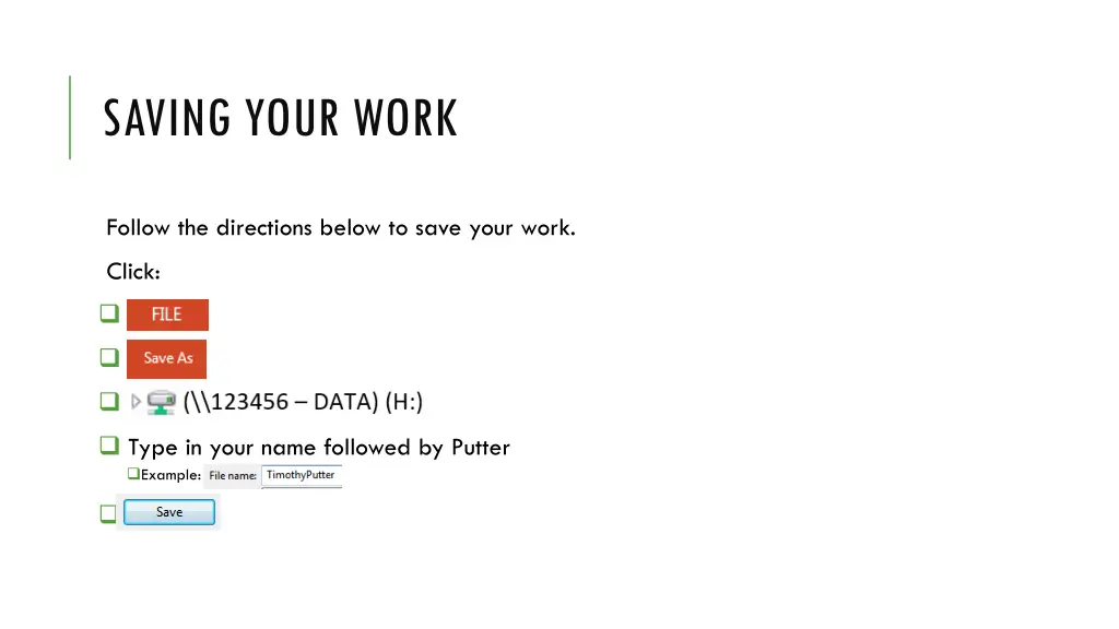 saving your work