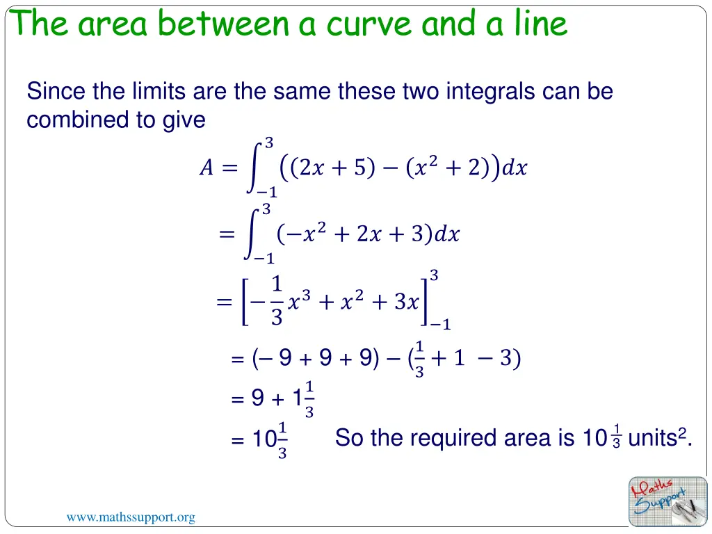 the area between a curve and a line 2