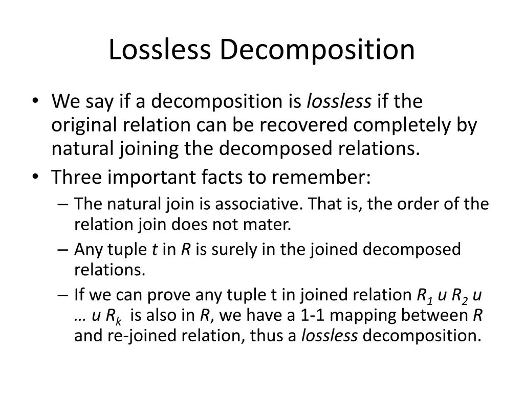 lossless decomposition