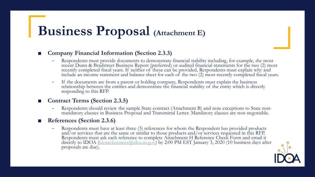 business proposal attachment e