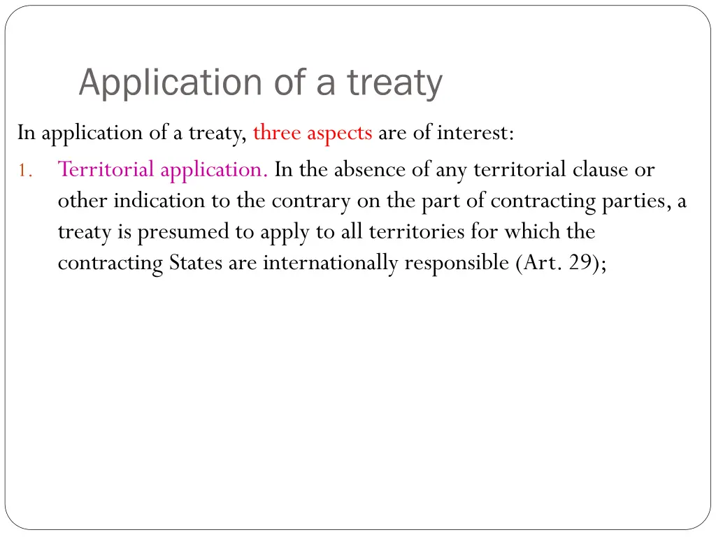 application of a treaty