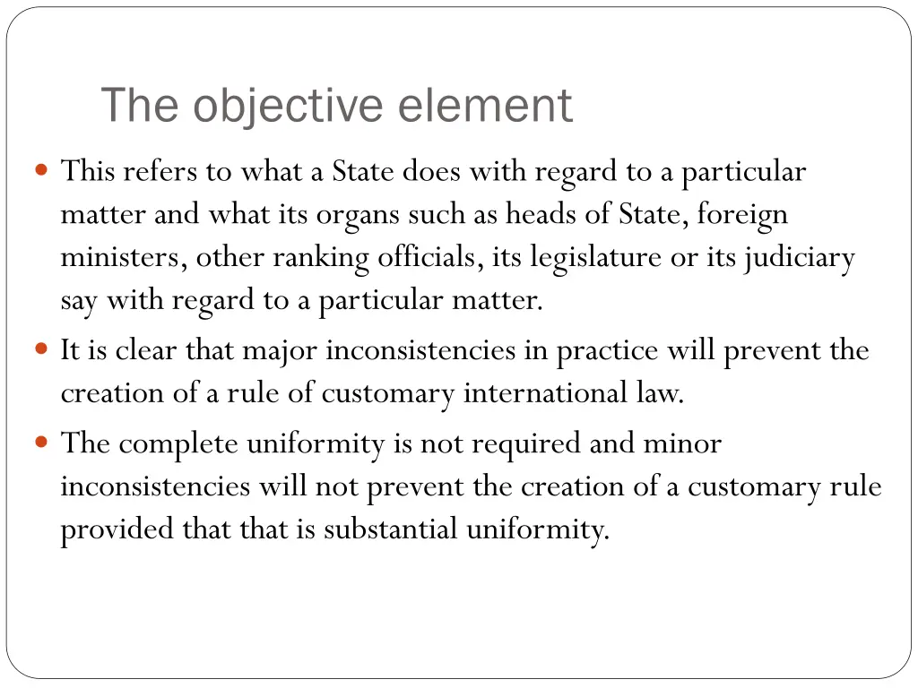 the objective element