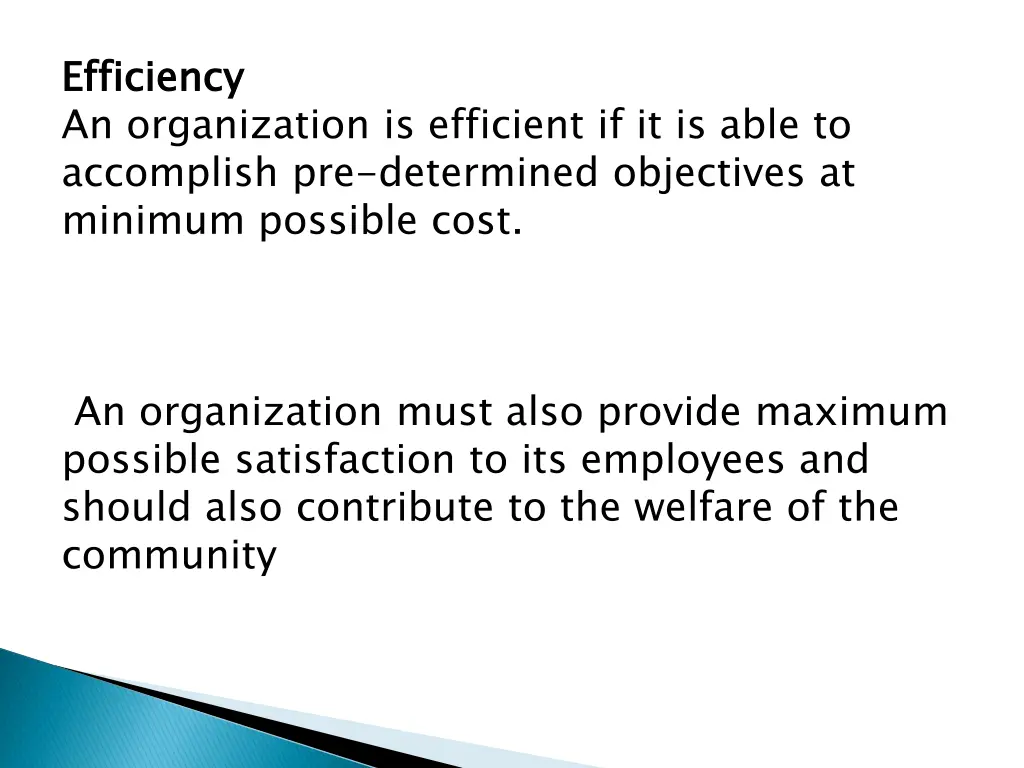 efficiency an organization is efficient