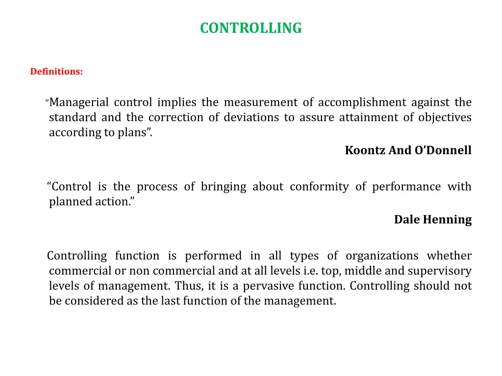controlling