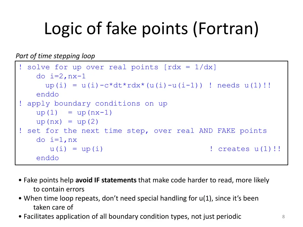 logic of fake points fortran