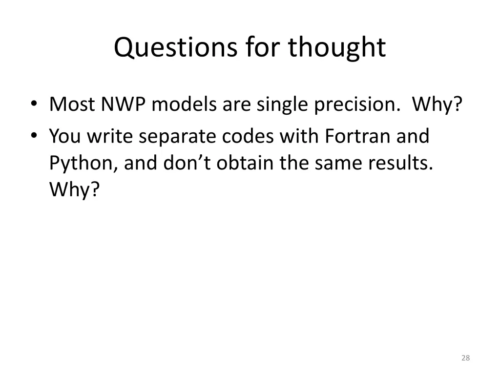 questions for thought