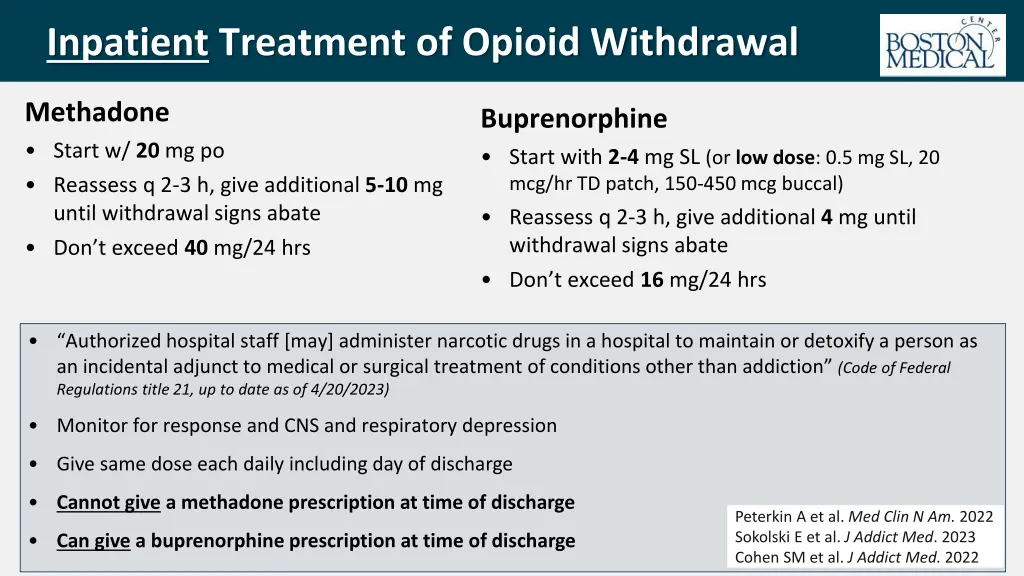 inpatient treatment of opioid withdrawal