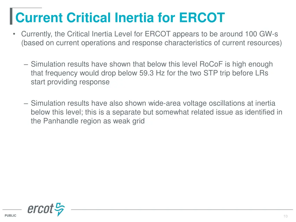 current critical inertia for ercot