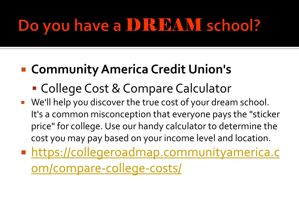 community america credit union s college cost