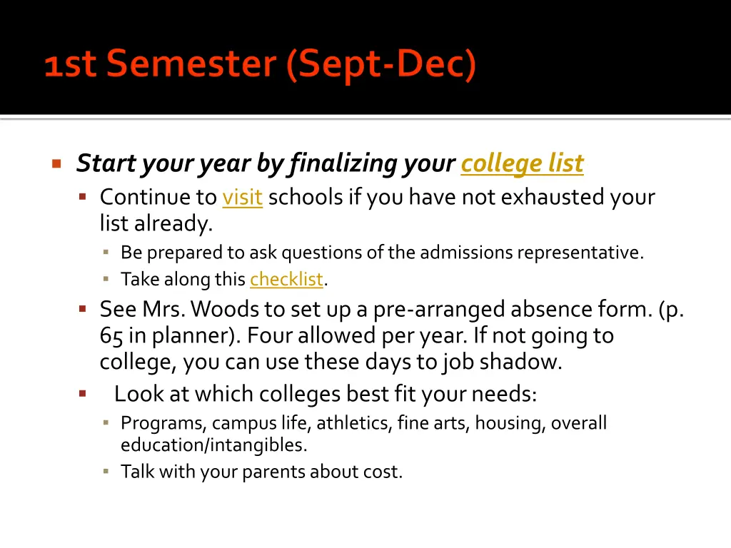 start your year by finalizing your college list