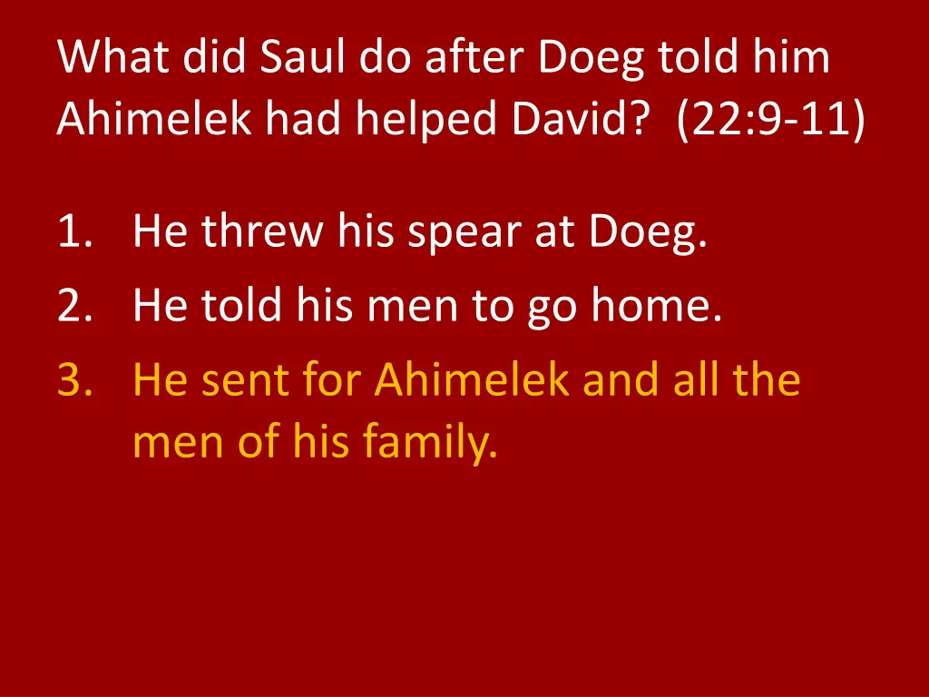 what did saul do after doeg told him ahimelek 1