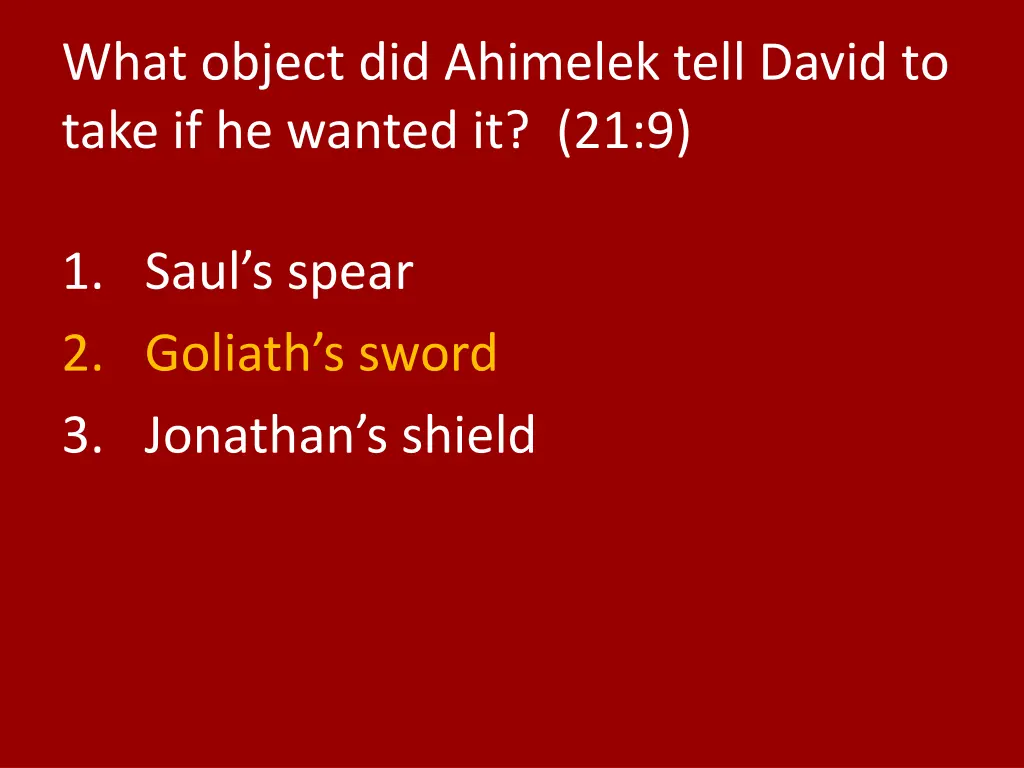 what object did ahimelek tell david to take 1